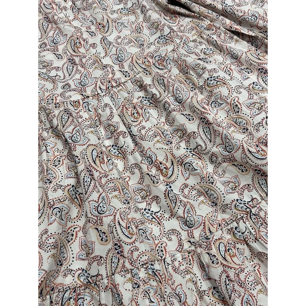 J.Crew Crewcuts Ruched Cotton Poplin Ivory Paisley Puff Sleeve Dress / Girls 10